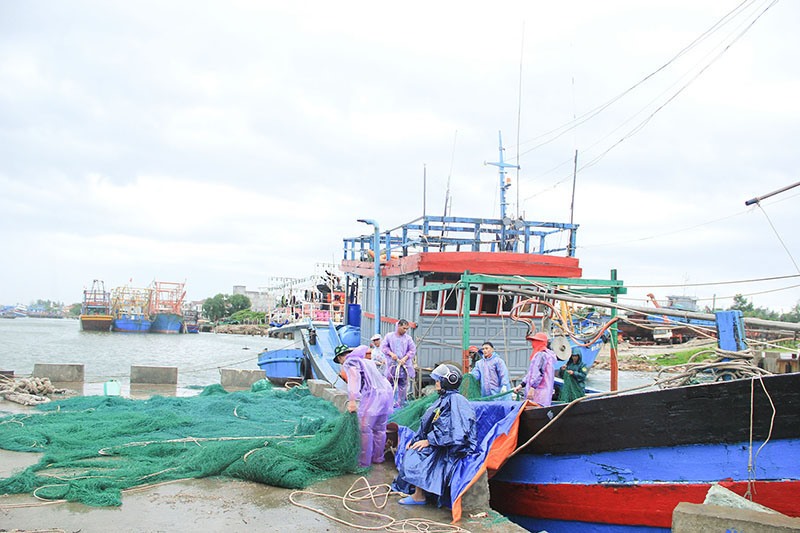 Người dân vùng biển Gio Linh triển khai tốt việc bảo vệ tàu thuyền, ngư lưới cụ khi có thiên tai xảy ra - Ảnh: M.Đ