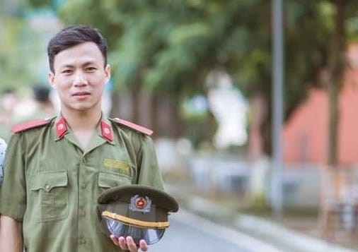 Trung úy Nguyễn Văn Chiến khi còn là sinh viên Học viện An ninh nhân dân. (Nguồn: cand.com.vn)