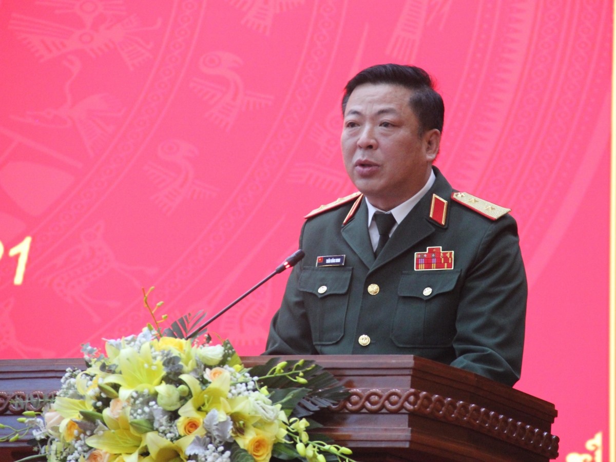 Tân Bí thư Tỉnh ủy Cao Bằng, Trung tướng Trần Hồng Minh phát biểu nhận nhiệm vụ