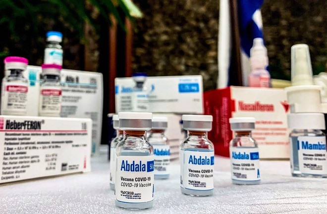 Các lọ vaccine Covid-19 Abdala do Cuba tự sản xuất. Ảnh: AFP.