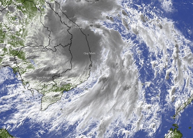 Hình ảnh vệ tinh chiều 23/9 của bão số 6. Ảnh: Windy.