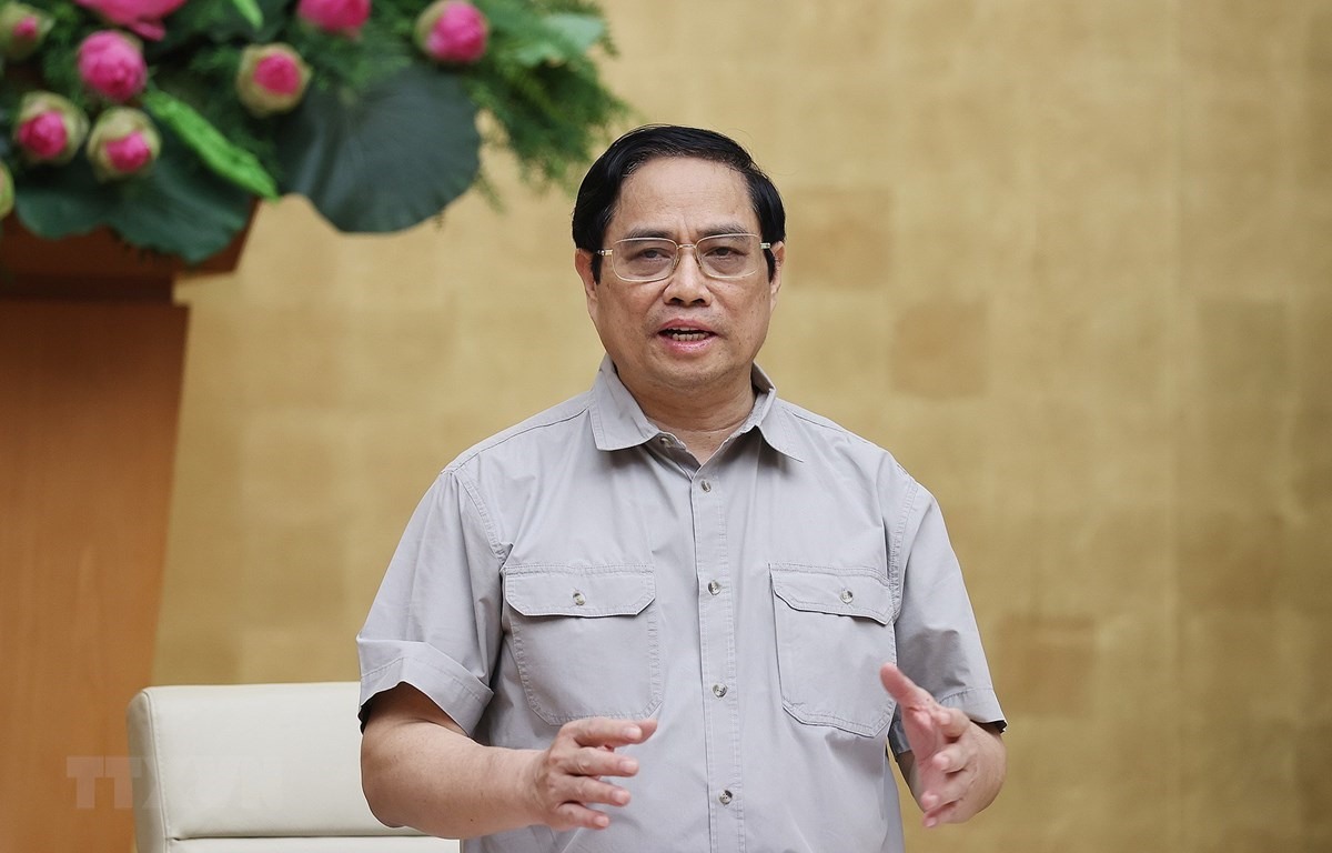 Ngày 25/9, Thủ tướng Phạm Minh Chính chủ trì cuộc họp trực tuyến toàn quốc giữa Ban Chỉ đạo với các địa phương trên cả nước về công tác phòng, chống dịch COVID-19. (Ảnh: Dương Giang/TTXVN)