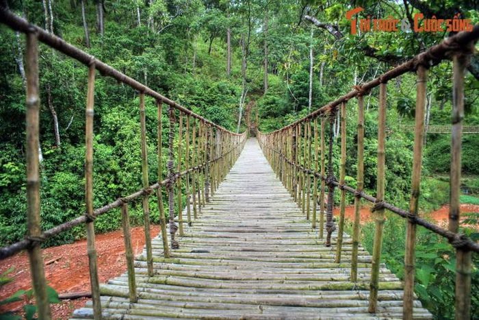 Những cây cầu treo làm bằng vật liệu tự nhiên bắc qua các khe suối là hình ảnh đặc trưng của làng Cù Lần, đem lại cho du khách trải nghiệm khó quên mỗi lần bước qua.