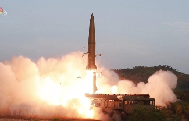 Hình ảnh một vụ thử tên lửa của Triều Tiên. (Ảnh: Yonhap/TTXVN)