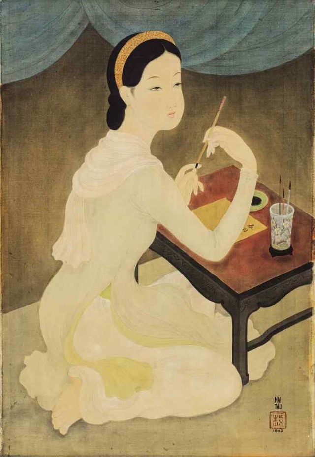 Bức “Cô gái làm thơ” của họa sĩ Mai Trung Thứ (1906 - 1980) được nhà đấu giá Sotheby Hồng Kông bán ra ngày 18/4 vừa qua, đạt mức giá 6.225.000 đô la Hồng Kông (tương đương 18,5 tỷ đồng).