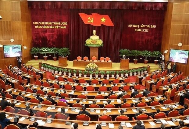 Tổng Bí thư Nguyễn Phú Trọng phát biểu bế mạc Hội nghị lần thứ 6 Ban Chấp hành Trung ương Đảng. Ảnh: TTXVN