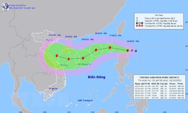 Đường đi của bão Nesat. (Ảnh: TTXVN phát)