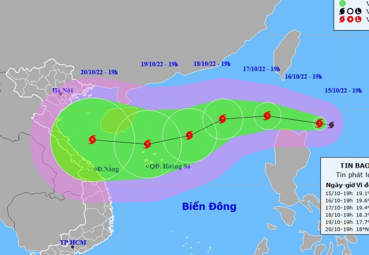 Dự báo đường đi của bão Nesat trên Biển Đông trong những ngày tới.