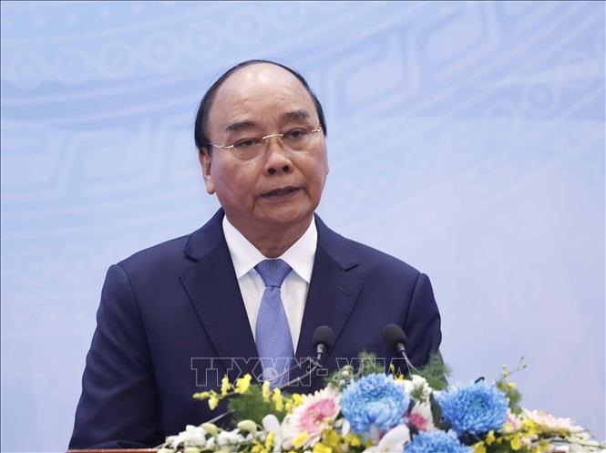 Chủ tịch nước Nguyễn Xuân Phúc phát biểu tại lễ kỷ niệm. Ảnh: TTXVN