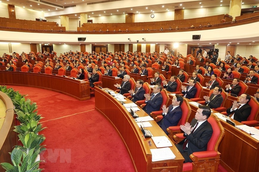 Các lãnh đạo Đảng, Nhà nước và các đại biểu dự phiên khai mạc hội nghị. (Ảnh: Trí Dũng/TTXVN)