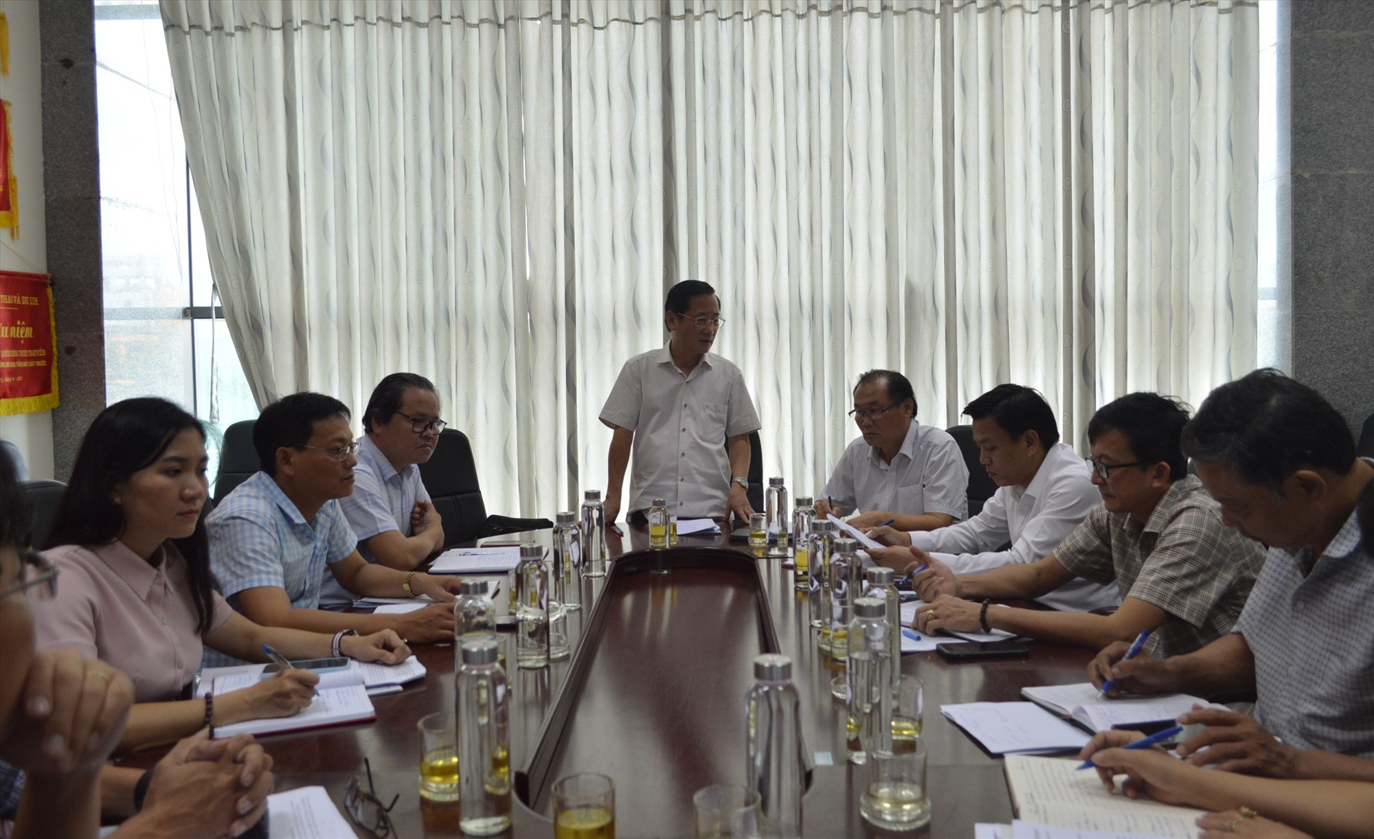 Trưởng Ban Tuyên giáo Tỉnh ủy Hồ Đại Nam phát biểu tại buổi làm việc với Sở VH,TT&DL - Ảnh: ĐV