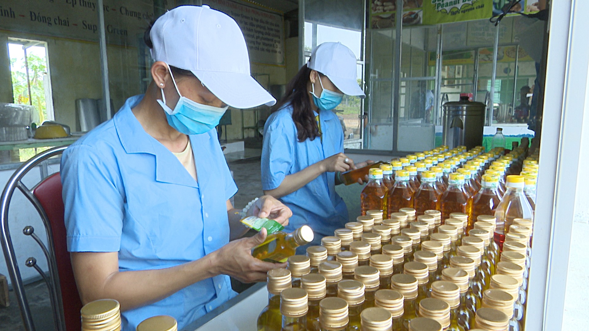 Dầu lạc Supper Green- một sản phẩm OCOP đạt 4 sao của huyện Cam Lộ-Ảnh: Anh Vũ