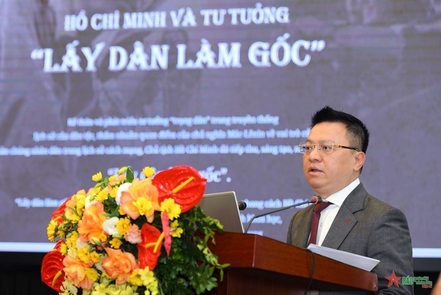 Đồng chí Lê Quốc Minh, Ủy viên Trung ương Đảng, Tổng biên tập Báo Nhân Dân phát biểu tại buổi khai trương trang thông tin - Ảnh: PV