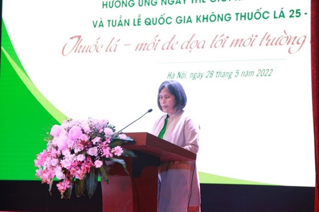 Tiến sỹ Socorro Escalante - Quyền đại diện Tổ chức Y tế Thế giới tại Việt Nam phát biểu tại buổi lễ. (Ảnh: PV/Vietnam+)