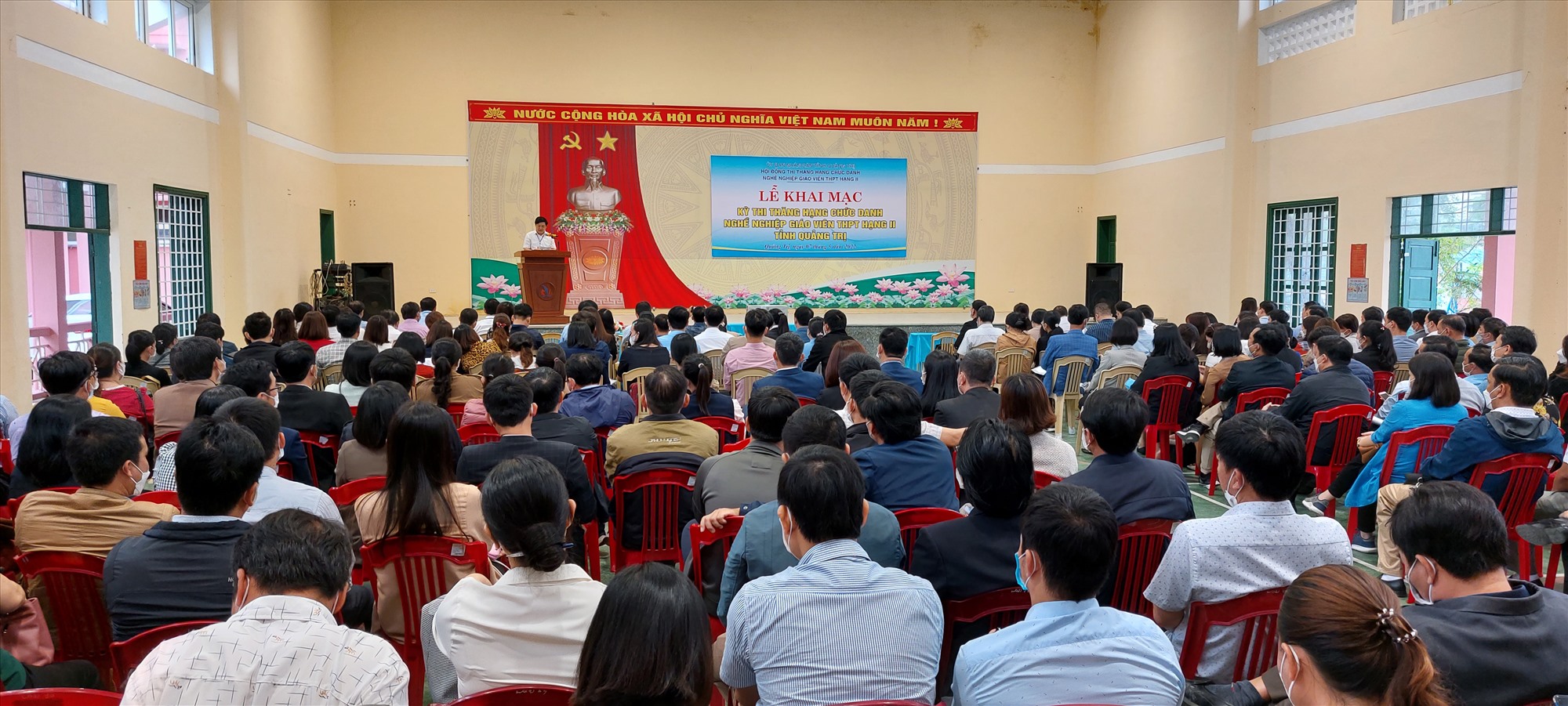 Lễ khai mạc kỳ thi thăng hạng chức danh nghề nghiệp giáo viên THPT hạng 2 tỉnh Quảng Trị - Ảnh: N.T.H