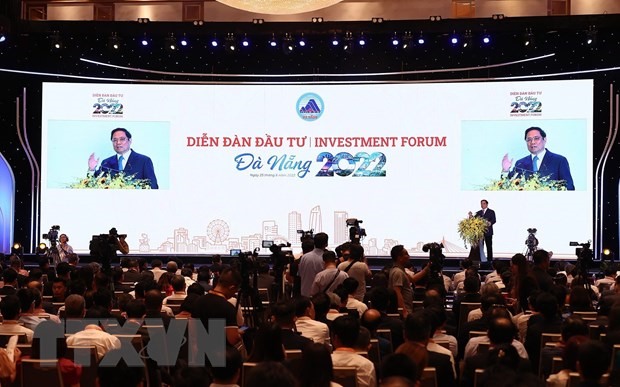 Thủ tướng Phạm Minh Chính phát biểu tại Diễn đàn Đầu tư Đà Nẵng năm 2022. (Ảnh: Dương Giang/TTXVN)