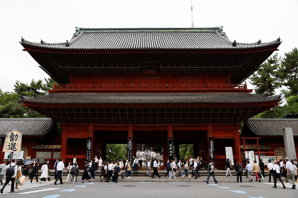 Ngôi đền Zojoji - nơi tổ chức tang lễ của ông Abe Shinzo. Ảnh: Reuters