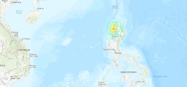 Vị trí xảy ra trận động đất tại Philippines. (Nguồn: USGS)