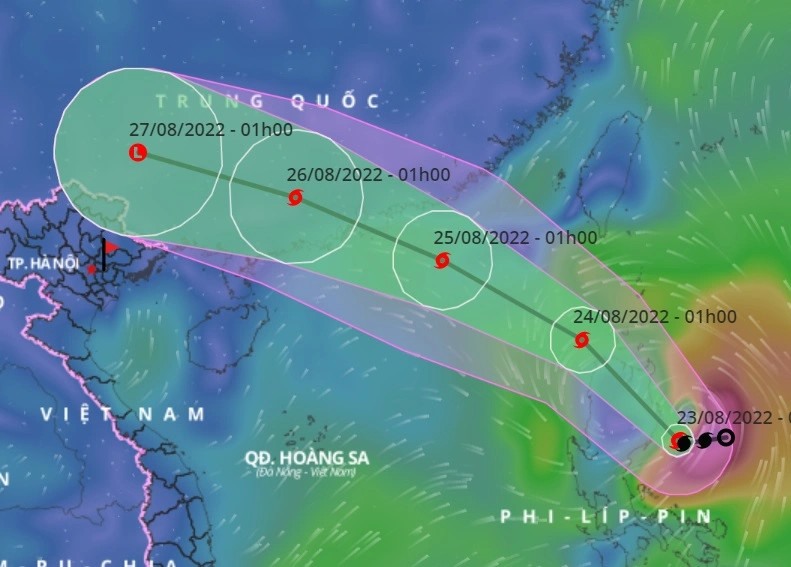 Dự báo đường đi của bão Ma-on sắp vào Biển Đông. Ảnh: VNDMS