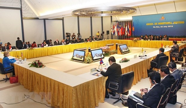 Hội nghị ASEAN-Hoa Kỳ, trong khuôn khổ Hội nghị Bộ trưởng Ngoại giao ASEAN 43 và các hội nghị liên quan, ngày 22/7/2010, tại Hà Nội. (Ảnh: Nhan Sáng/TTXVN)