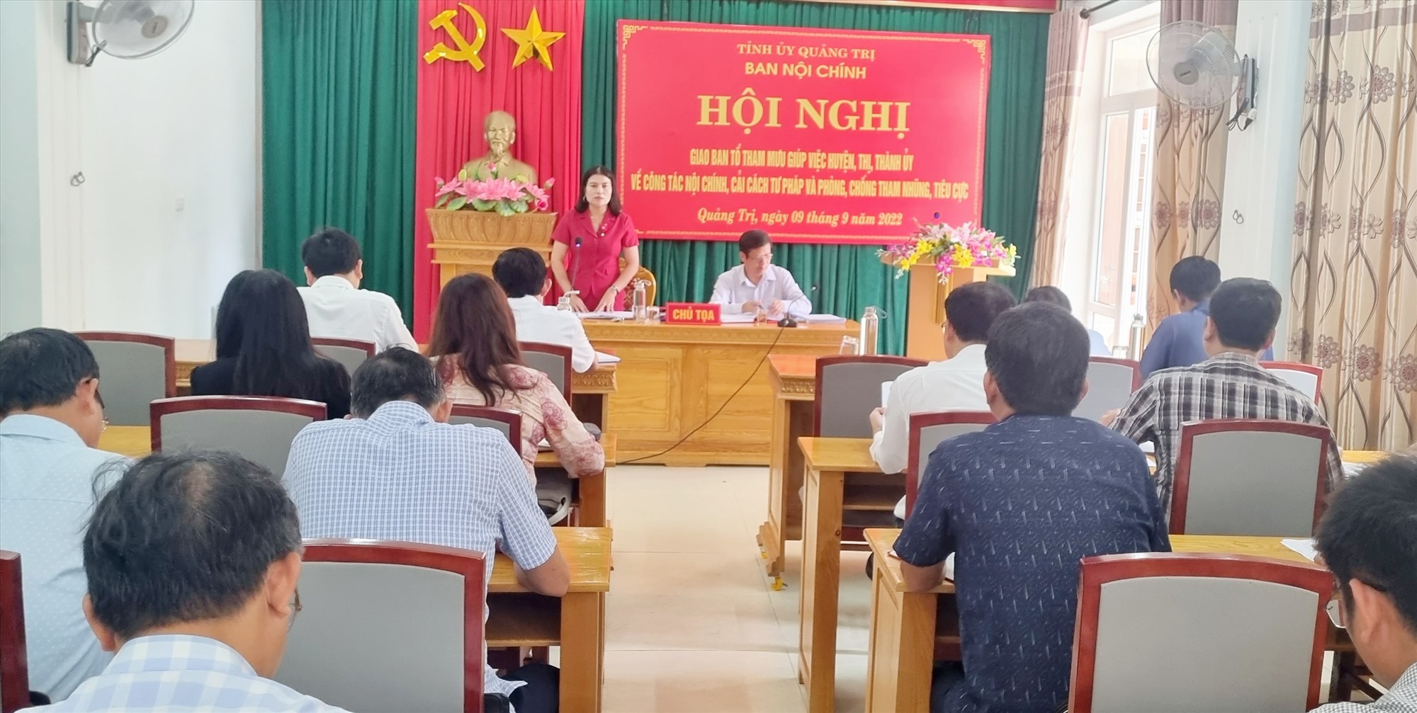 Trưởng Ban Nội chính Tỉnh ủy Ly Kiều Vân phát biểu tại hội nghị - Ảnh: K.S