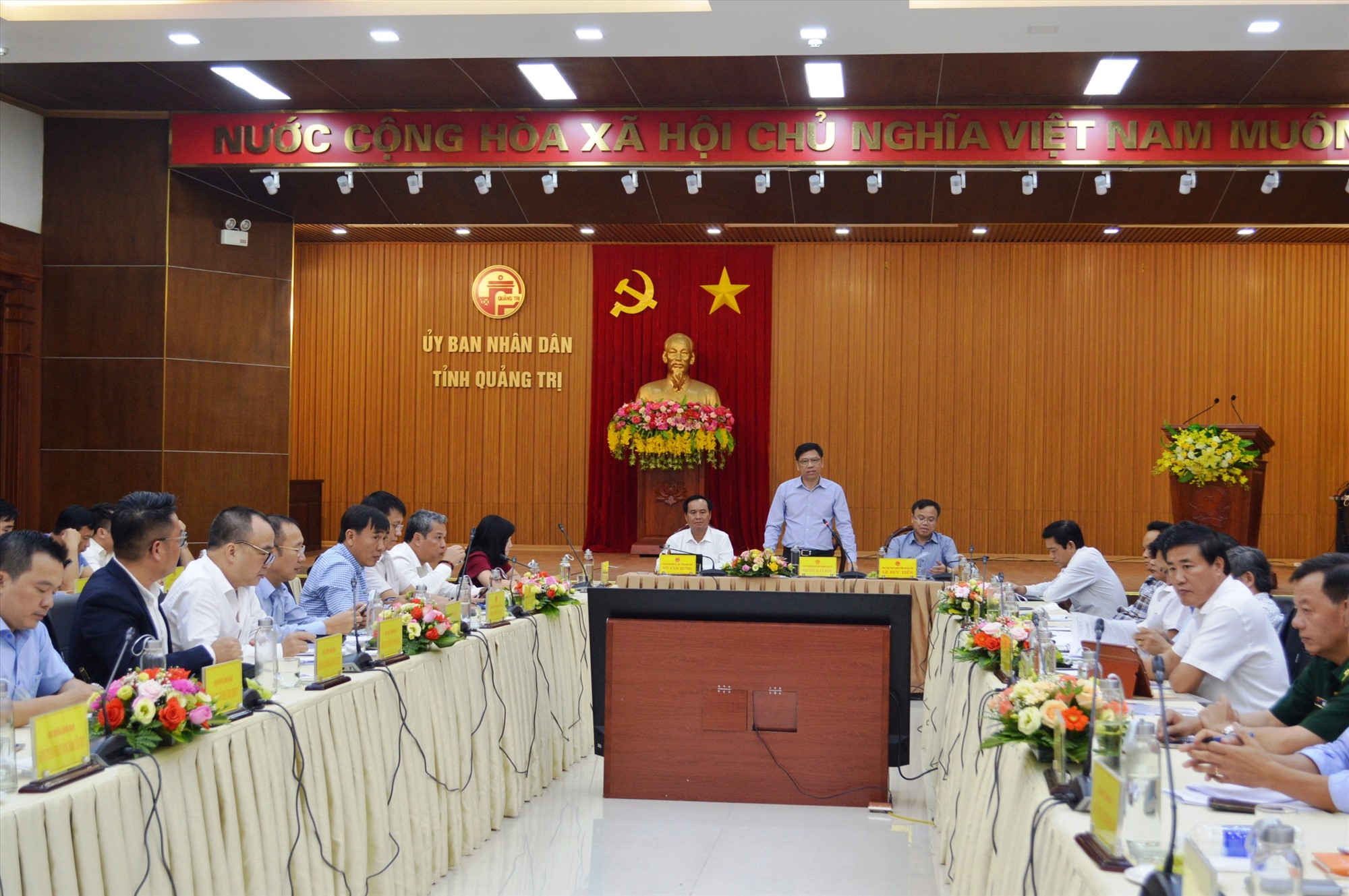 Thứ trưởng Bộ GTVT Nguyễn Xuân Sang phát biểu tại buổi làm việc với tỉnh Quảng Trị - Ảnh: ĐV