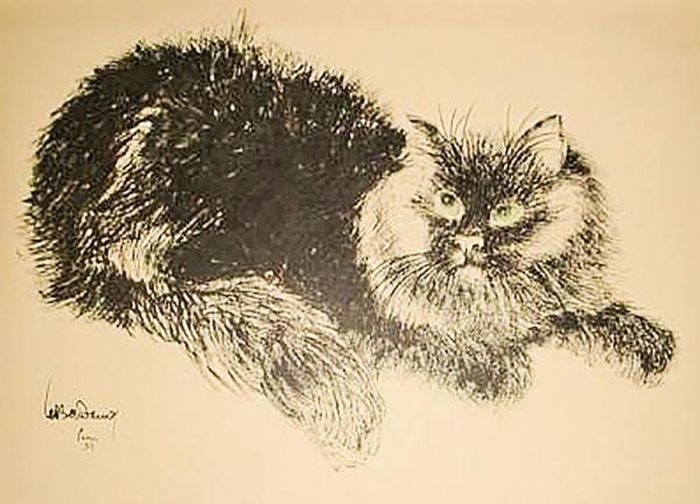 Tranh mèo của họa sĩ Lê Bá Đảng vẽ trong thời gian ở Pháp.