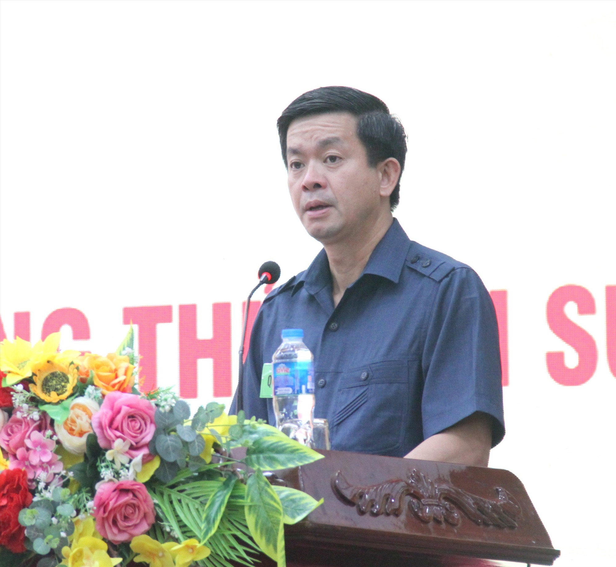 Bí thư Tỉnh ủy, Trưởng Đoàn ĐBQH tỉnh Lê Quang Tùng phát biểu tại lễ khai mạc - Ảnh: Minh Đức