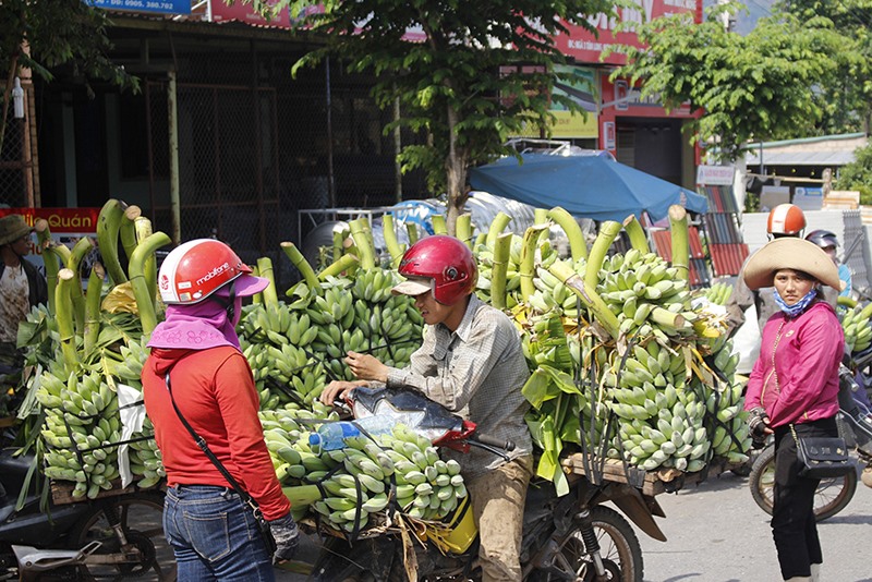 Chợ chuối xã Tân Long là điểm mua bán chuối nổi tiếng của huyện Hướng Hóa -Ảnh: N.T.H