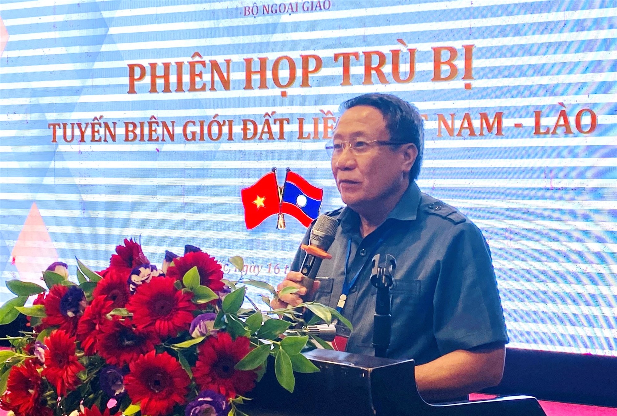 Phó Chủ tịch Thường trực UBND tỉnh Hà Sỹ Đồng phát biểu tại phiên họp trù bị hội nghị Ban Chỉ đạo nhà nước về Công tác biên giới trên đất liền năm 2023-Ảnh: Tiến Nhất