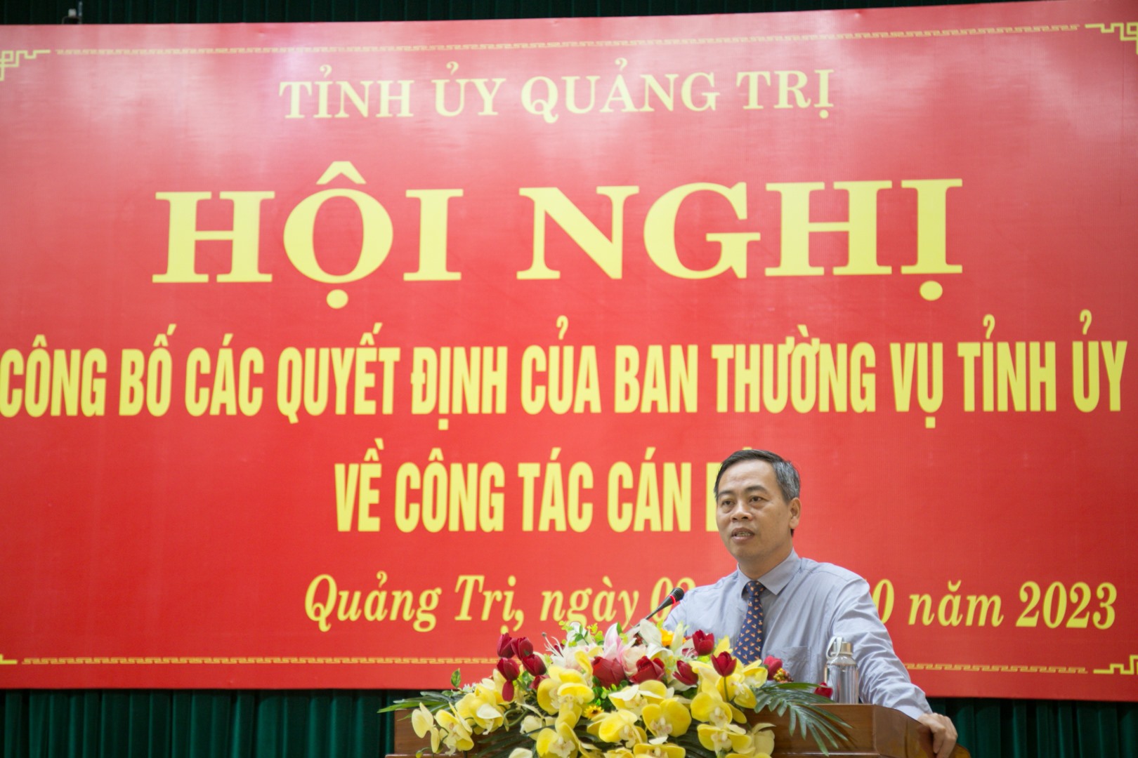 Phó Bí thư Thường trực Tỉnh ủy, Chủ tịch HĐND tỉnh Nguyễn Đăng Quang phát biểu giao nhiệm vụ cho các cán bộ được bổ nhiệm - Ảnh: L.T