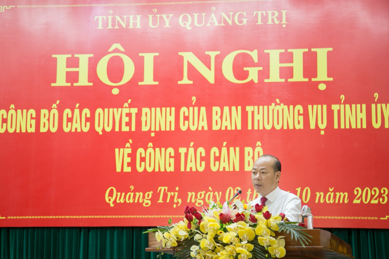 Phó Trưởng Ban Tổ chức Tỉnh ủy Nguyễn Phi Cường phát biểu nhận nhiệm vụ - Ảnh: L.T