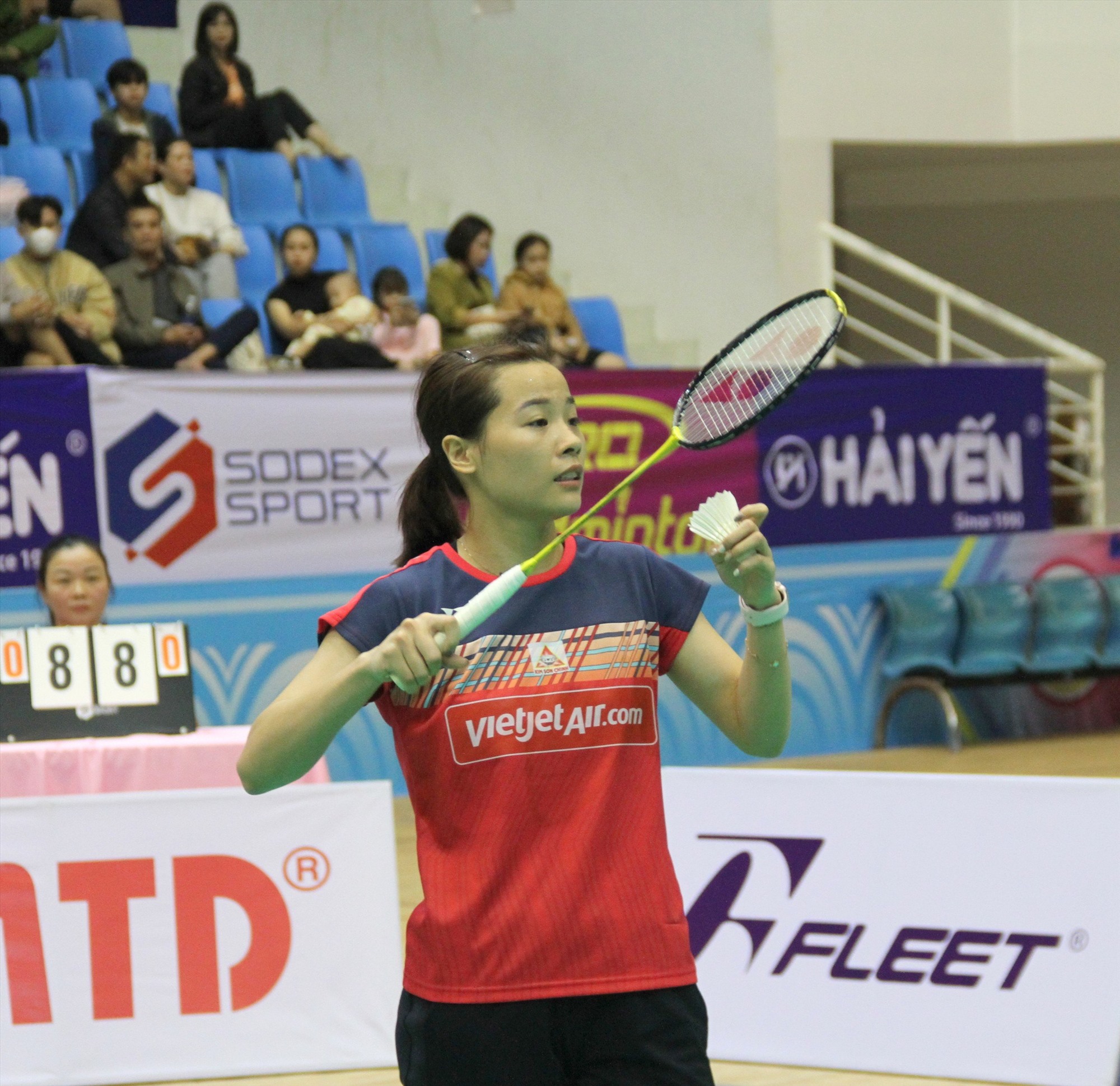 Vận động viên Nguyễn Thùy Linh bảo vệ thành công HCV nội dung đơn nữ Giải Cầu lông các cây vợt xuất sắc quốc gia năm 2023 - Ảnh: M.Đ