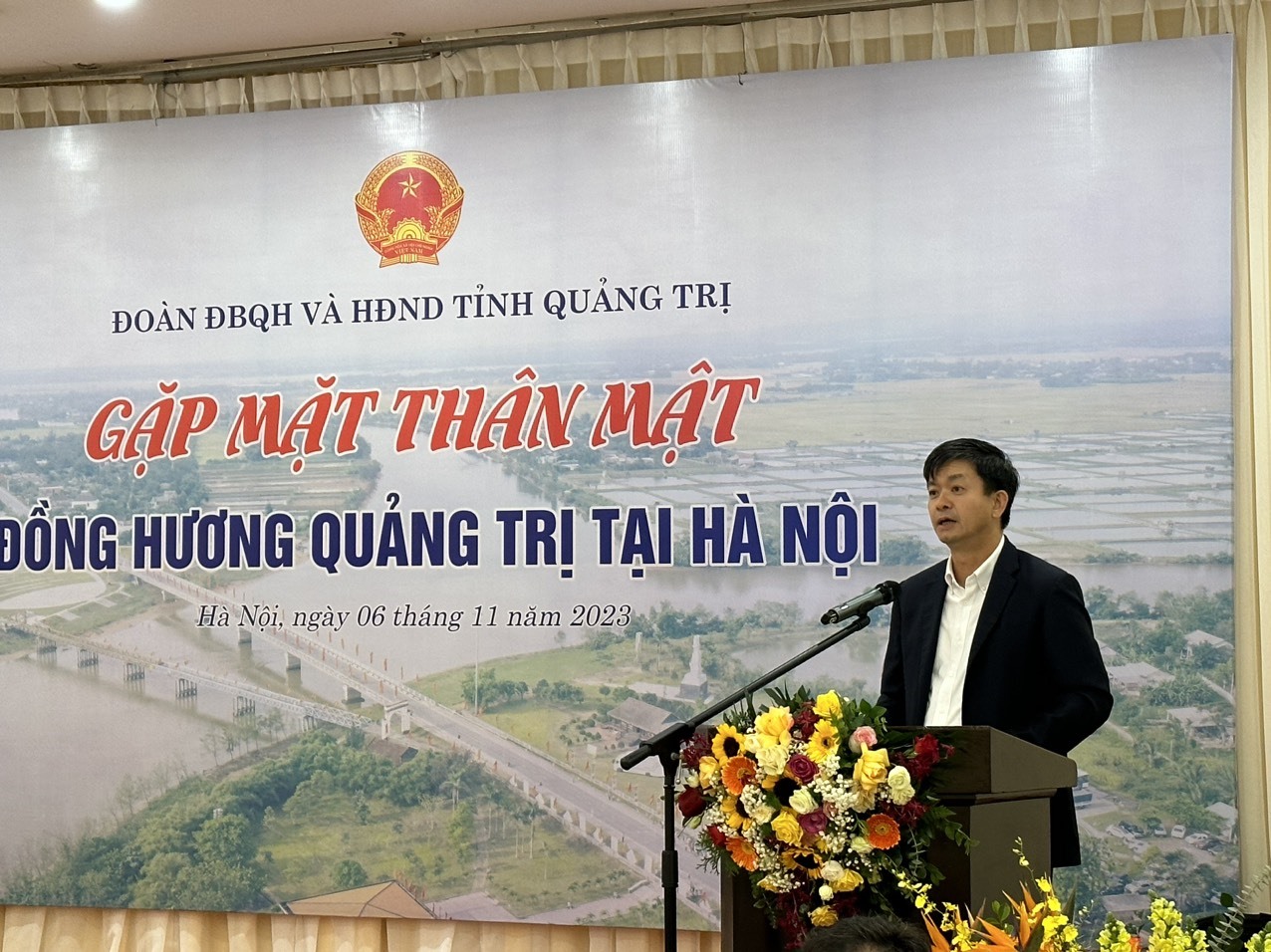 Bí thư Tỉnh ủy Lê Quang Tùng phát biểu tại buổi gặp mặt - Ảnh: N.T.L