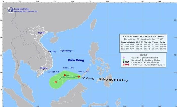 Dự báo vị trí, đường đi của áp thấp nhiệt đới