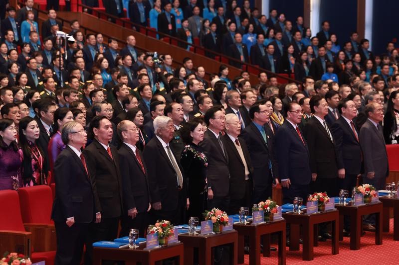 Lãnh đạo Đảng, Nhà nước, nguyên lãnh đạo Đảng, Nhà nước dự Đại hội XIII Công đoàn Việt Nam- Ảnh: CTV