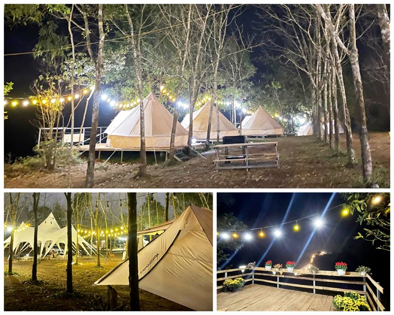 Mô hình cắm trại sang trọng ở Vườn hoa Rú Lịnh - Ảnh: NVCC