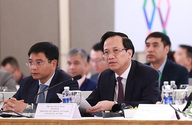 Bộ trưởng Bộ Lao động-Thương binh và Xã hội Đào Ngọc Dung phát biểu. (Ảnh: Dương Giang/TTXVN)