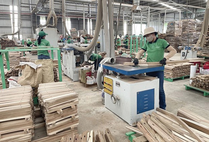 Hoạt động sản xuất tại Nhà máy sản xuất và chế biến gỗ Tiến Phong (Công ty TNHH Tiến Phong Cam Lộ) - Ảnh: H.T