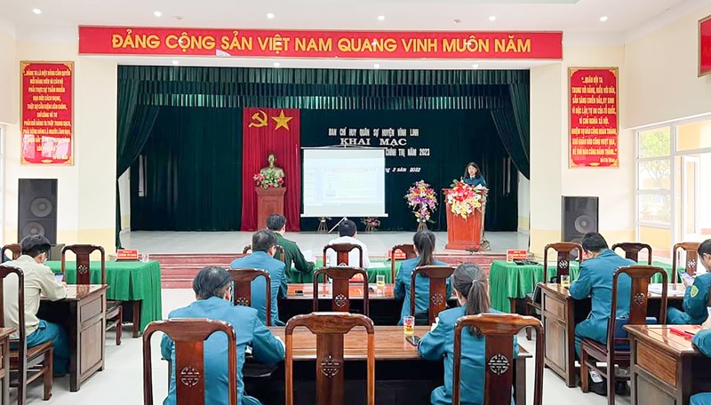 Ban CHQS huyện Vĩnh Linh tổ chức hội thi cán bộ giảng dạy chính trị năm 2023 - Ảnh: K.N