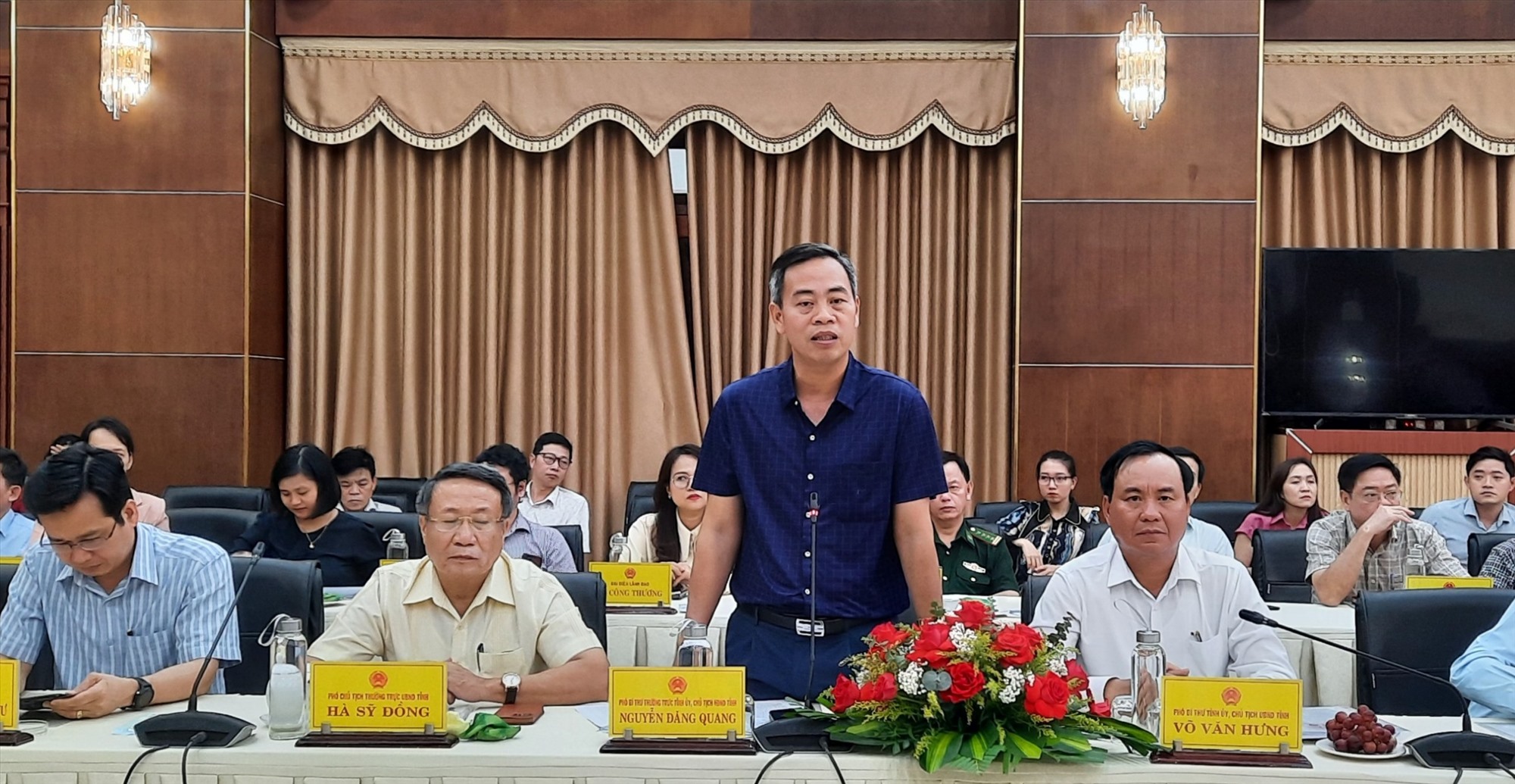 Phó Bí thư Thường trực Tỉnh ủy, Chủ tịch HĐND tỉnh Nguyễn Đăng Quang phát biểu tại phiên làm việc - Ảnh: Lê Minh