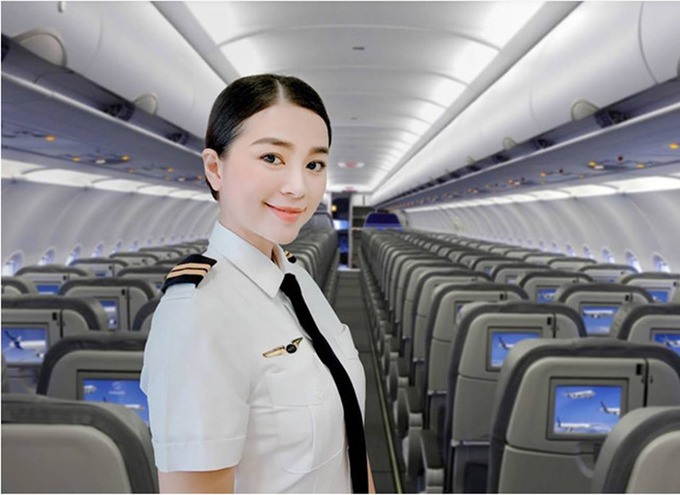 Nữ phi công xinh đẹp của một hãng hàng không lớn trong nước.