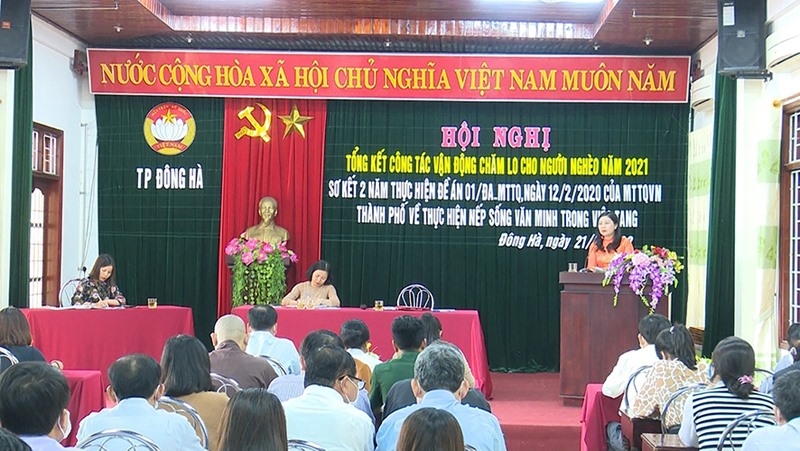 Uỷ ban MTTQ Việt Nam thành phố Đông Hà sơ kết 2 năm thực hiện Đề án 01/ĐA-MTTQ của Uỷ ban MTTQ Việt Nam thành phố về thực hiện nếp sống văn minh trong việc tang -Ảnh: P.N