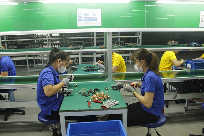 Nhà máy Sangshin Central Việt Nam, ở CCN Đông Ái Tử, huyện Triệu Phong tạo việc làm cho nhiều lao động địa phương -Ảnh: H.T