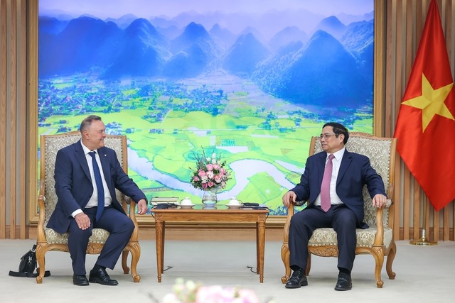 Thủ tướng đề nghị Liên đoàn tăng cường hợp tác với Việt Nam, hỗ trợ xây dựng Chiến lược phát triển dịch vụ logistics Việt Nam đến năm 2035, tầm nhìn đến năm 2045 - Ảnh: VGP/Nhật Bắc