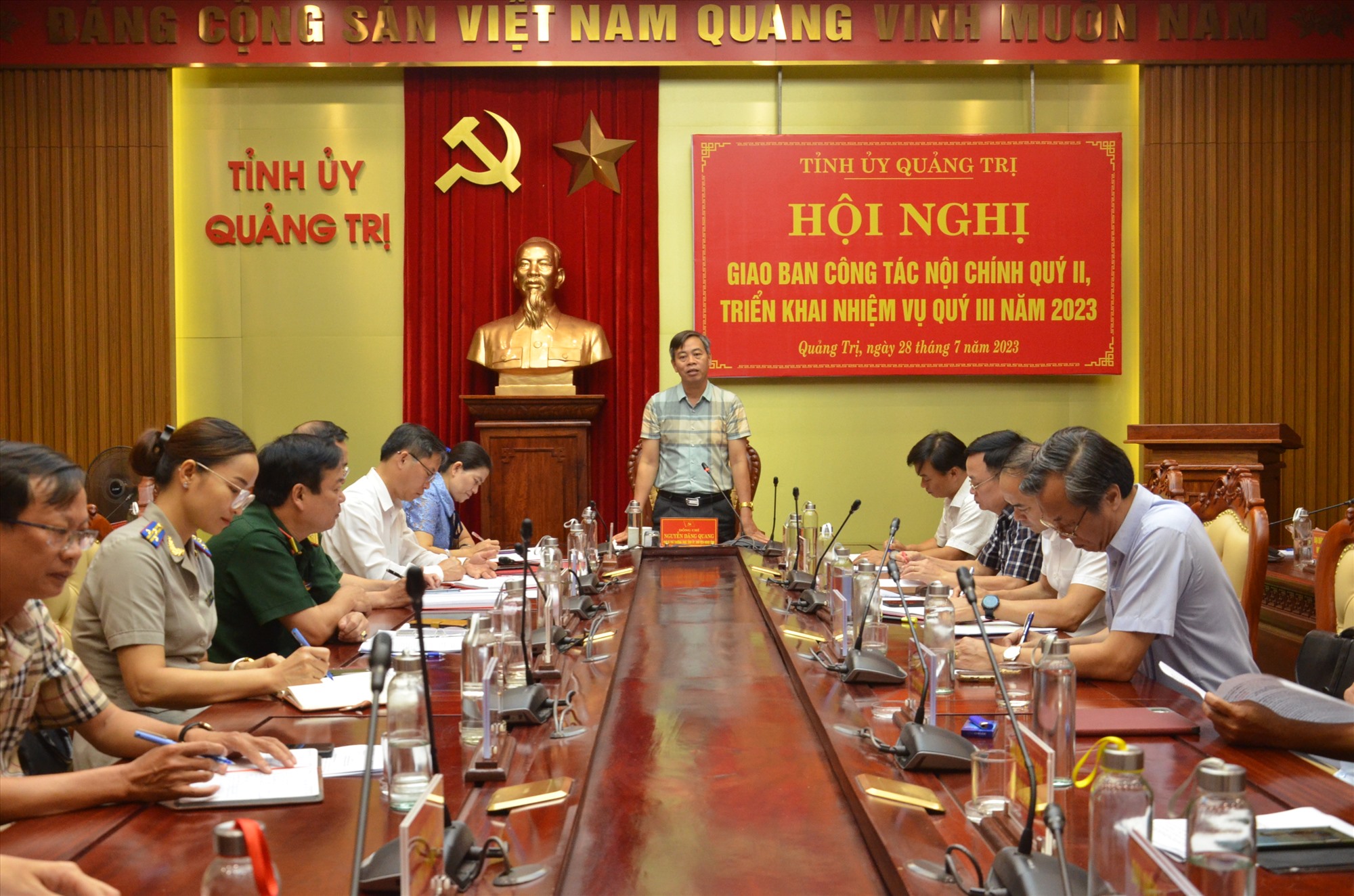 Phó Bí thư Thường trực Tỉnh ủy, Chủ tịch HĐND tỉnh Nguyễn Đăng Quang phát biểu chỉ đạo tại hội nghị - Ảnh: Lê Minh