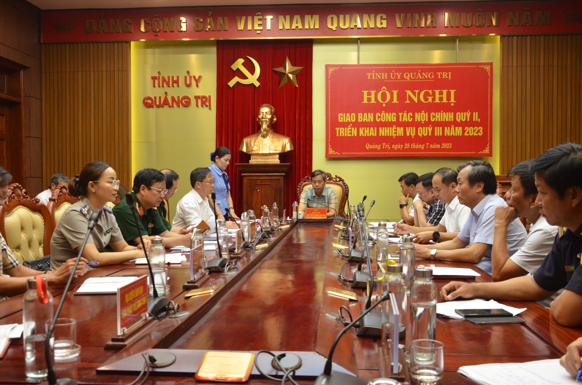 Trưởng Ban Nội chính Tỉnh ủy Ly Kiều Vân phát biểu tại hội nghị - Ảnh: Lê Minh
