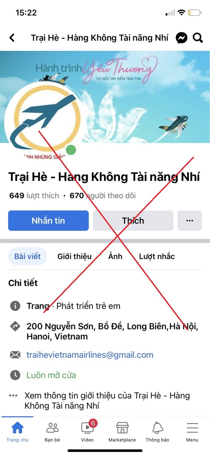 Một trong số những tài khoản giả mạo nhằm lừa đảo các phụ huynh