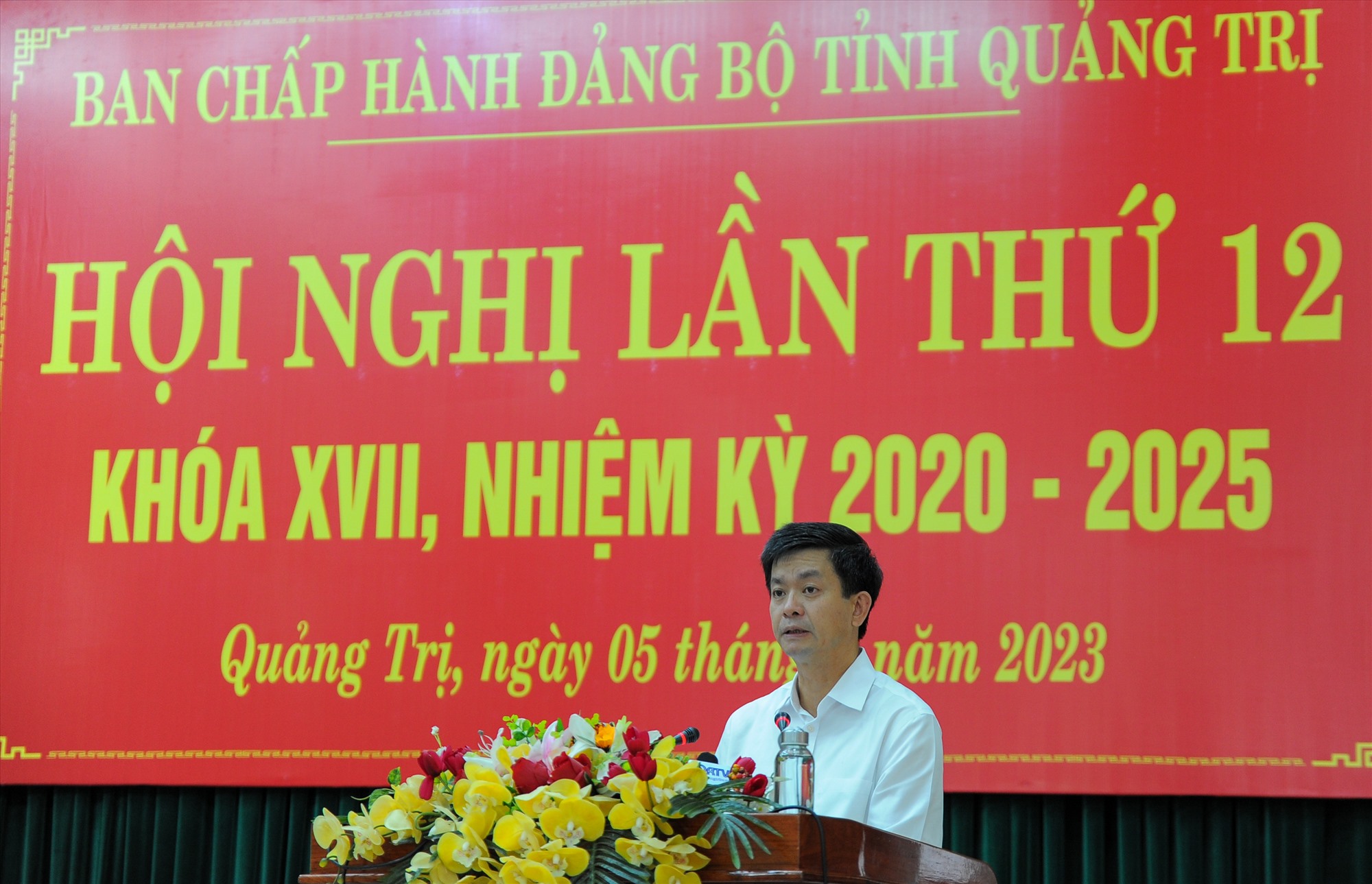 Bí thư Tỉnh ủy Lê Quang Tùng phát biểu tại hội nghị - Ảnh: Trần Tuyền