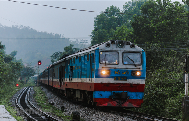 Đoàn tàu của Tổng Công ty Đường sắt Việt Nam chạy trên hành trình Bắc-Nam. (Ảnh: Minh Sơn/Vietnam+)